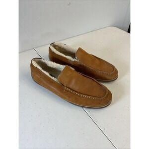 Hari Mari Hacienda LX Slippers Shearling Mens‎ 12 Chestnut Brown Leather/Suede